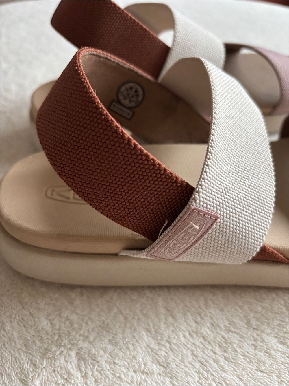 Keen Elle Backstrap Natural Hemp Plaza Taupe 8 Cream Platform Sandal Wedge - Picture 4 of 8